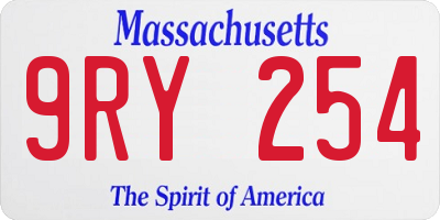 MA license plate 9RY254