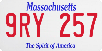 MA license plate 9RY257