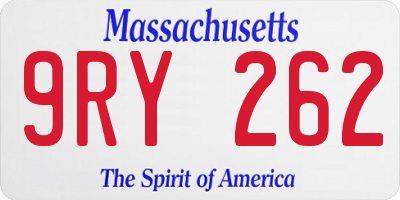 MA license plate 9RY262