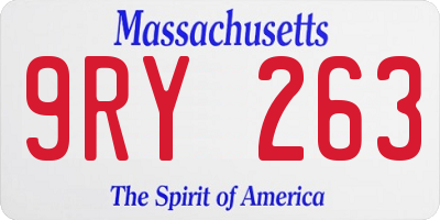 MA license plate 9RY263