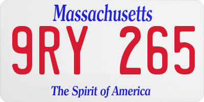 MA license plate 9RY265