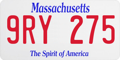 MA license plate 9RY275