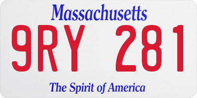 MA license plate 9RY281