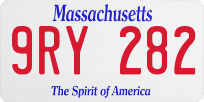 MA license plate 9RY282