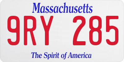 MA license plate 9RY285