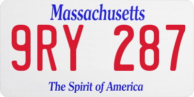 MA license plate 9RY287