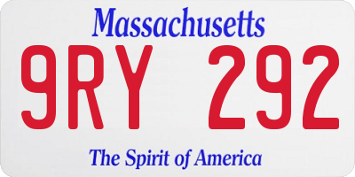 MA license plate 9RY292