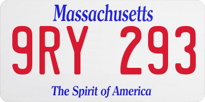 MA license plate 9RY293