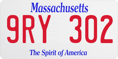 MA license plate 9RY302