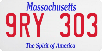 MA license plate 9RY303