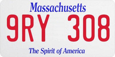 MA license plate 9RY308