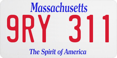 MA license plate 9RY311