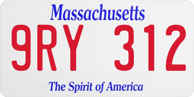 MA license plate 9RY312