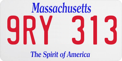 MA license plate 9RY313