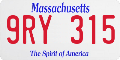 MA license plate 9RY315