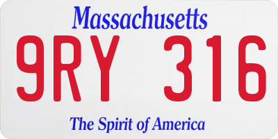 MA license plate 9RY316