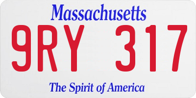 MA license plate 9RY317