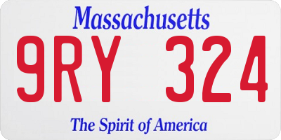 MA license plate 9RY324