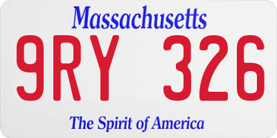 MA license plate 9RY326