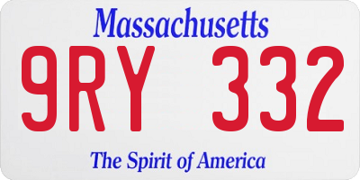 MA license plate 9RY332