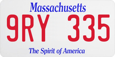 MA license plate 9RY335