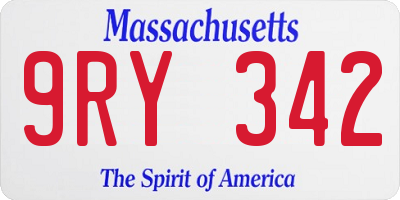 MA license plate 9RY342