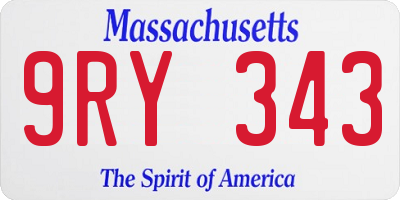 MA license plate 9RY343
