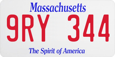 MA license plate 9RY344