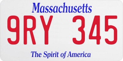MA license plate 9RY345
