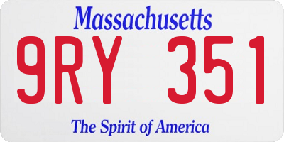 MA license plate 9RY351