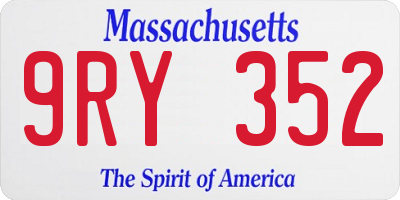MA license plate 9RY352