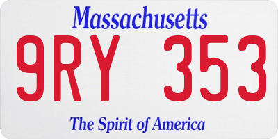 MA license plate 9RY353
