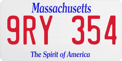 MA license plate 9RY354