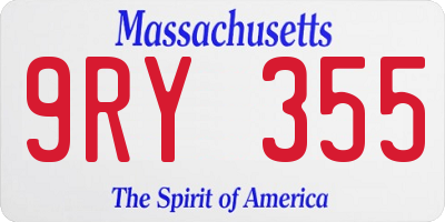 MA license plate 9RY355