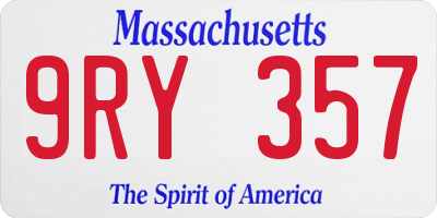 MA license plate 9RY357