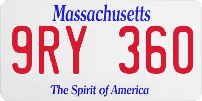 MA license plate 9RY360