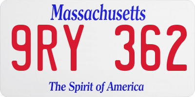 MA license plate 9RY362
