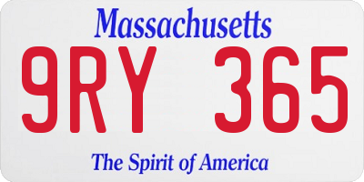 MA license plate 9RY365