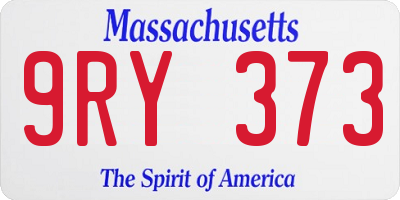 MA license plate 9RY373