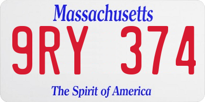 MA license plate 9RY374