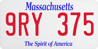 MA license plate 9RY375