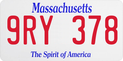 MA license plate 9RY378