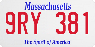 MA license plate 9RY381