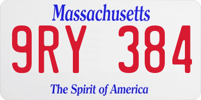 MA license plate 9RY384
