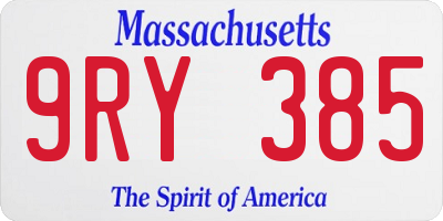 MA license plate 9RY385