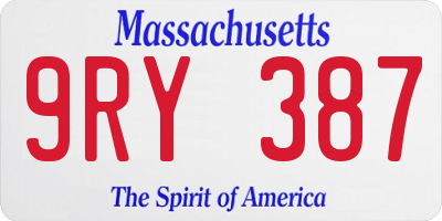 MA license plate 9RY387