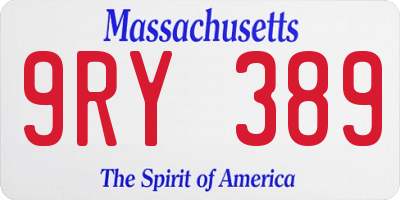 MA license plate 9RY389
