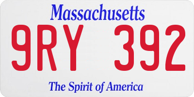 MA license plate 9RY392