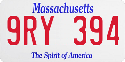 MA license plate 9RY394