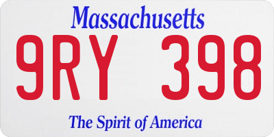 MA license plate 9RY398